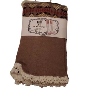 Leg Warmers Womens Tan Lace White One Size New Knit Crochet
